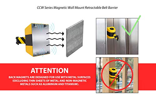 Crowd Control Warehouse - CCW Series WMB-220 Magnetic Wall Mount Retractable Belt Barrier -15 Foot Black Belt and Black ABS Case, Crowd Control Barriers - color: Black, size: 15
