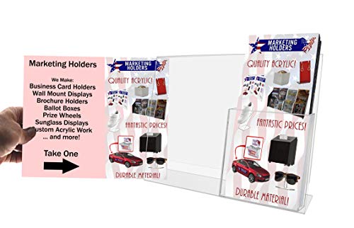 Marketing Holders 2 Pack Acrylic Sign Holder 11" x 8.5" Signs with 4" Trifold Slot Slant Back Side Load Clear Tabletop Display for Specials and Promo in Delis Bars and Restaurants - size: 11"w x 8.5"h with Tri Fold Pocket