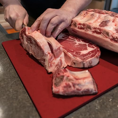 Dexas NSF Certified Polysafe Cutting Board with Handle, 11 x 14.5 Inches, Reversible Kitchen Cutting Board, Red - color: Red, size: 14.5"L x 11"W