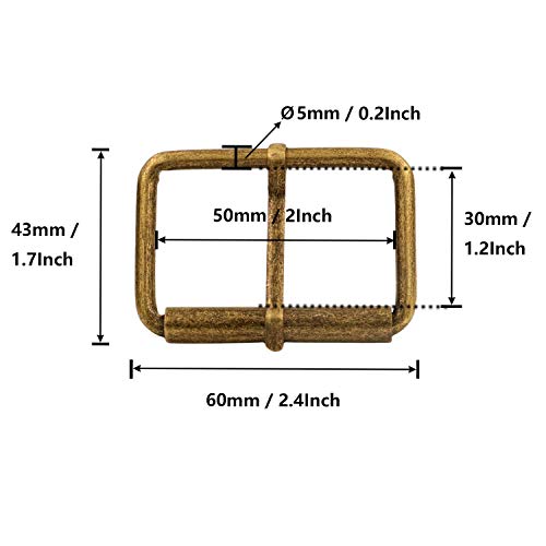 BIKICOCO Roller Buckle, 2 Inches Heel Rolling Bar Buckles for Bags Leather Webbing Straps - color: Bronze X 10 Pcs