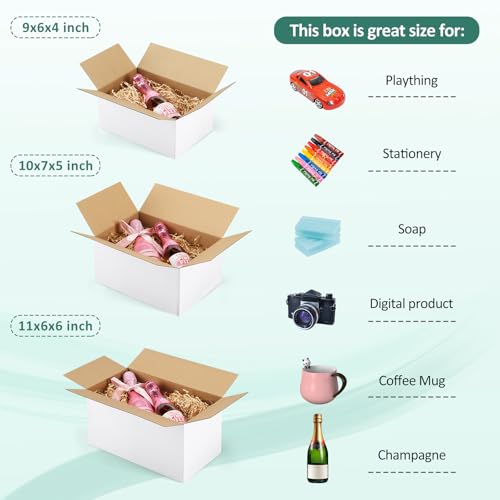 Eupako 30 Pack Small Shipping Boxes Assorted Sizes, White Corrugated Box Mailers, 9x6x4 & 10x7x5 & 11x6x6 10 PCS Each Small Boxes, Cardboard Boxes for Packaging Small Business, Mailing - color: White, size: 9x6x4 & 10x7x5 & 11x6x6 Inches