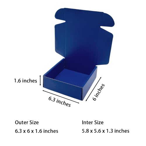 50 Pack 6.3x6x1.6 in Industrial Blue Shipping Boxes - color: Industrial Blue, size: 6.3x6x1.6 in