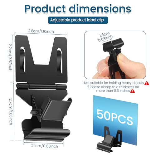 50 Pcs Metal Pop Clip Sign Stand Holder, 270° Rotatable Price Tag Clips