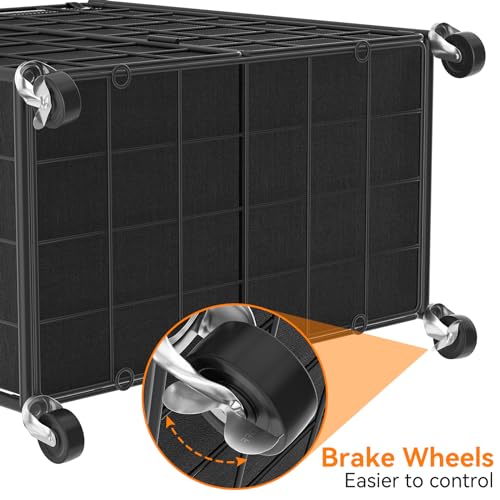 WOWLIVE Double Laundry Hamper with Wheels, Metal Rolling Laundry Basket - color: Black, size: 120l