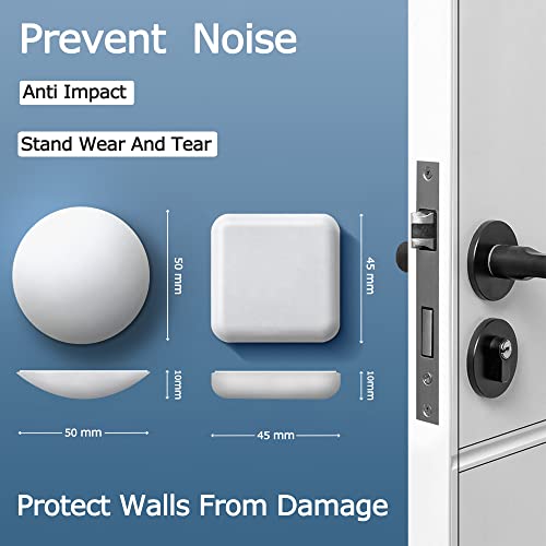 Door Stoppers Wall Protector Buffer Guard Doorknob Door Handle Bumper Self Adhesive Silencer Soft Rubber Crash Pad for Home Office - color: Square-White