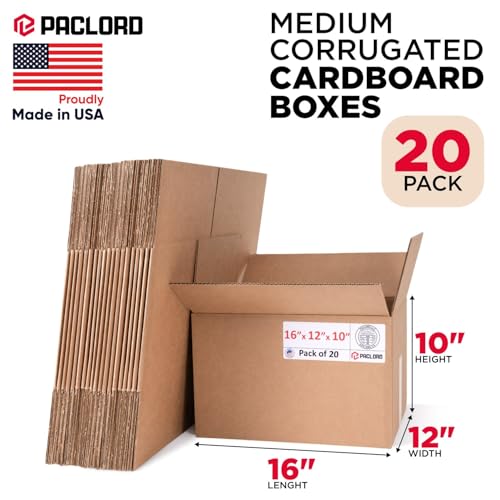 Medium Moving Cardboard Boxes 16"L x 12"W x 10"H (Pack of 20) - USA-Made Packing Boxes for Moving, Shipping, or Storage - USPS, UPS, FedEx Approved - Professional Packing Supplies - color: Pack of 20, size: Medium 16x12x10"