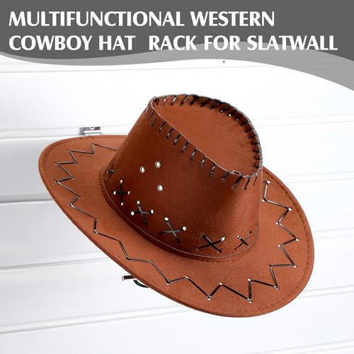 Zonon 10 Pack Slatwall Cowboy Hat Display Holder Western Cowboy Hat Display Rack Hooks Metal Slatwall Accessories Wall Mounted for Retail Shop Home Warehouse Organization (Silver) - color: Silver
