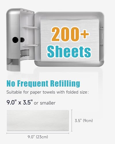 AIKE 200 Sheets Wall Mount Paper Towel Dispenser,Fit Multifold Paper,Silver - color: Silver