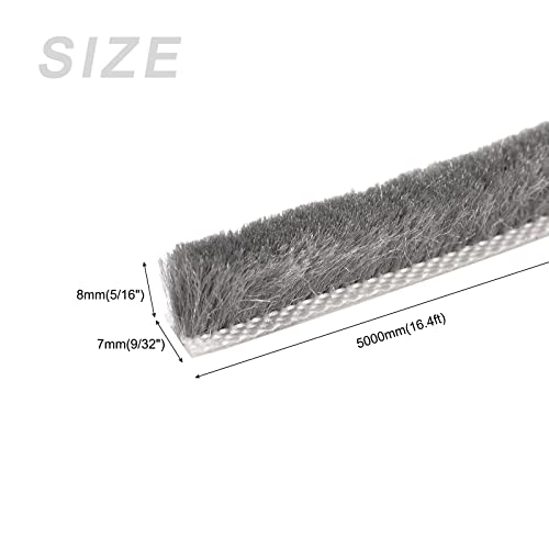 METALLIXITY Adhesive Brush Seal Weather Stripping (5/16"x9/32"x16.4ft), Door Brush Strip - for Sliding Sash Door Window Wardrobe Seal, Gray - color: Gray, size: 5/16"x9/32"x16.4ft