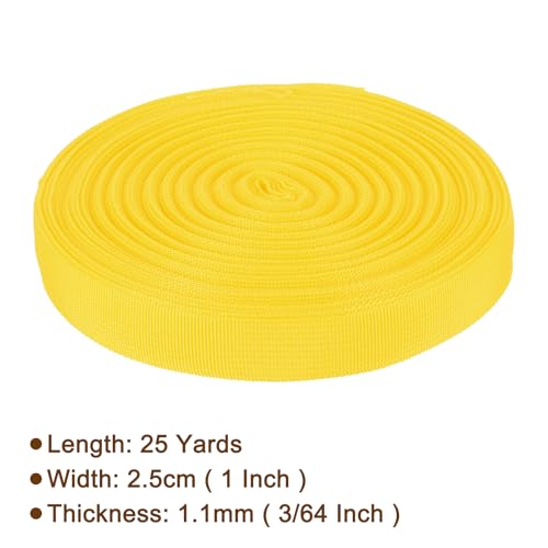 Nylon Webbing Strap, 25 Yards x 1 Inch Polypropylene Webbing Lightweight Strapping Backpack Band for DIY Gear Repair Outdoor Luggage Cargo Straps, Bright Yellow - color: Bright Yellow, size: 25 Yards x 1 Inch