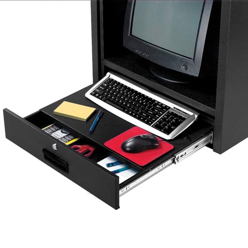 Global Industrial Counter Top CRT Security Computer Cabinet, Black, 24-1/2"W x 22-1/2"D x 27"H