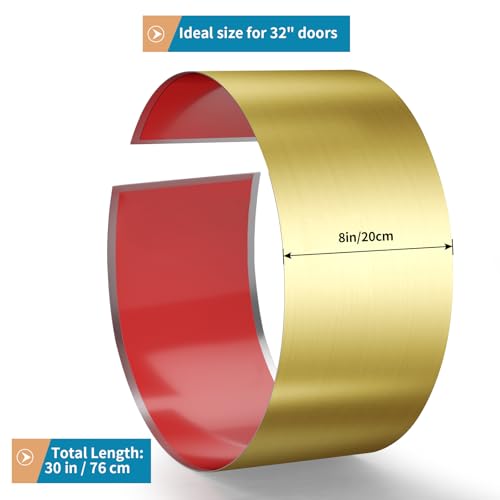 Stainless Steel Door Kick Plate, 8" x 30" Door Push Plate, Self Adhesive Kickplate for 32" Doors Interior or Exterior (Brushed Gold) - color: Gold