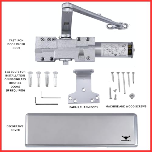 The Door Bull Series 9016 Grade 1 Heavy Duty Hydraulic Closer - size: DC9016 Series, style: Silver
