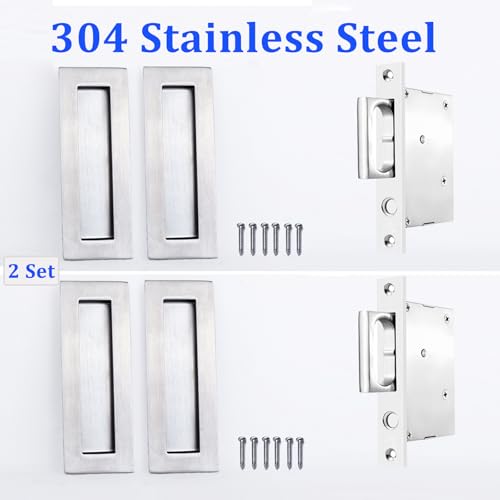 Dontay Sliding Pocket Door Handles,Heavy Duty Edge Pull,6'',Nickel,2 Set - color: Brushed Nickel (2 Set), size: 6 Inch (150 mm)