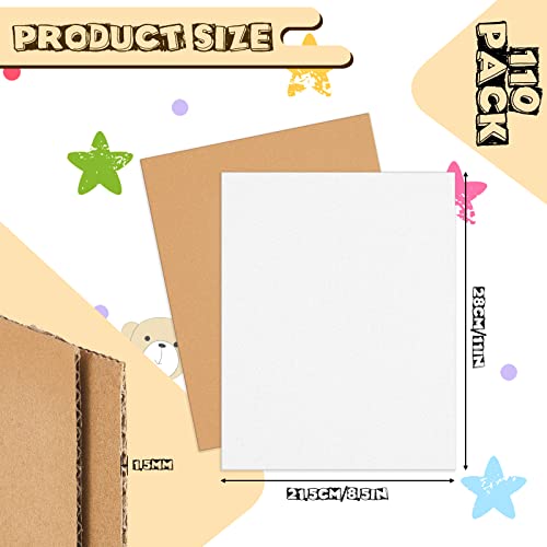 Henoyso 110 Pack 11 X 8.5 Inch White Cardboard Sheets - color: White, size: 11 x 8.5 Inch