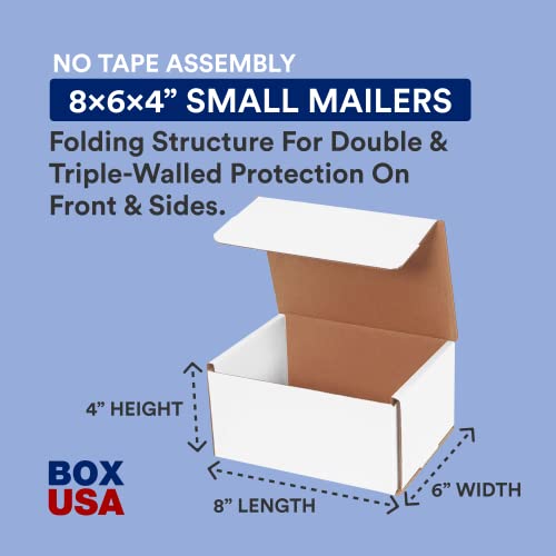 BOX USA Shipping Boxes Small 8"L x 6"W x 4"H, 50-Pack | Corrugated Cardboard Box for Packing, Moving and Storage - size: 8 x 6 x 4