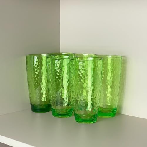 26-Ounce Plastic Tumblers (Set of 6), Reusable Plastic Mugs, BPA-Free Acrylic to Drink Mugs, Shatter Resistant, Textured Interior, Dishwasher Safe (Green, 26 Ounce) - color: Green, size: 26 Ounce