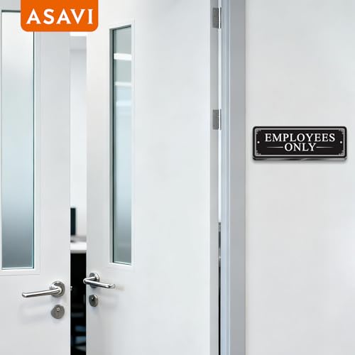 “EMPLOYEES ONLY” Acrylic Sign – Waterproof & Fade-Resistant Staff-Only Notice with Strong Adhesive + Pre-Drilled Holes (8.7"x3") | Office, Warehouse, Restricted Areas (Black) - color: Black