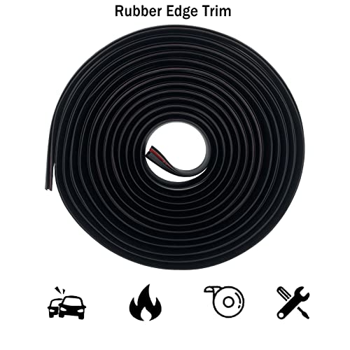 Door Edge Guard U Channel Rubber Edge Trim Self Adhesive Metal Edge Protection Guard for Most Car Doors, Hatches, Lockers, Panels (10Ft, Black) - size: 10 Feet