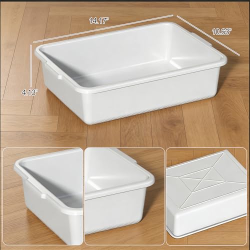 8 L Commercial Bus Tote Box, Light Grey Plastic Dish Pan 5 Pack - size: 8 L without Lid