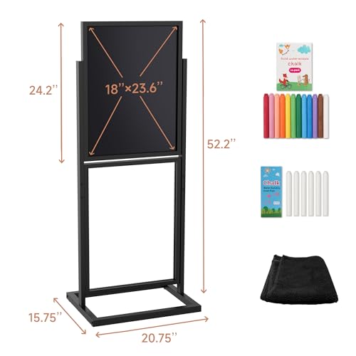 SELEAD 2 Tier Poster Stand with Chalkboard, 21”x53” Large Sidewalk Board - size: 21”x53”