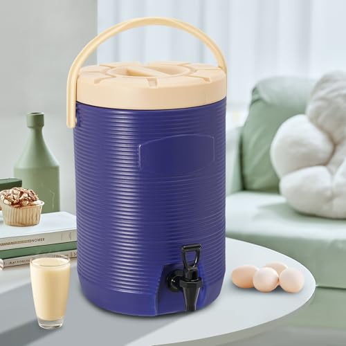 Stainless Steel Beverage Dispenser Insulated Container with Faucet Cooler with Drink Dispensers Cold and Hot Drink Dispenser for Milk Tea, Juice, Coffee 4.49 Gal Capacity (Blue) - color: Blue, size: 17L