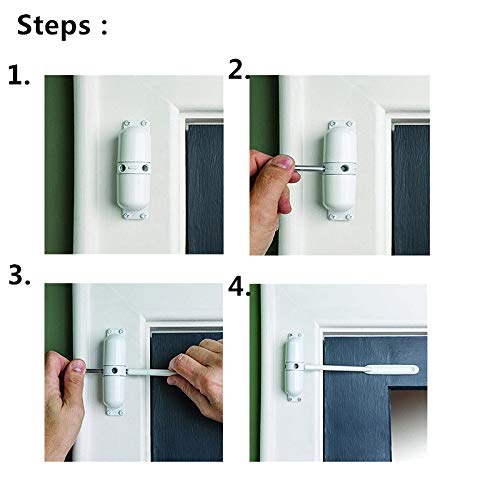 Door Closer Automatic Safety Spring Door Closer – Easy to Install to Convert Hinged Doors to Self-Closing– White - color: White