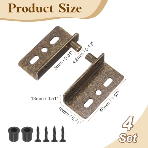 uxcell 4Set Pivot Hinge, 40 x 18 mm Heavy Duty Iron Concealed Shaft Door Hinges with Bushing Kit for Furniture Cabinets Wood Doors, Bronze - color: Bronze