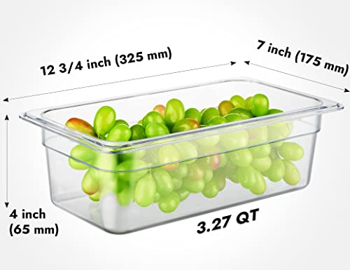 CURTA 6-Pack 1/3 Size 4" Deep NSF Polycarbonate Food Pans | Dishwasher & Freezer Safe Clear Container for Prep Tables, Buffet, Salad Bar, Commercial & Home Kitchen - color: 1/3 Size, size: 4" Deep