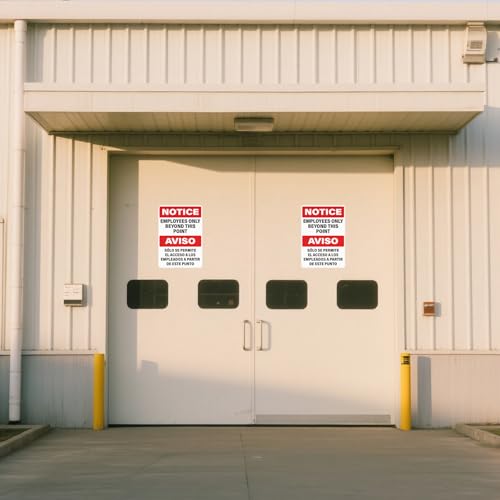 4 Pack Employees Only Beyond This Point Signs Bilingual 10 x 7 Inch - color: Bilingual