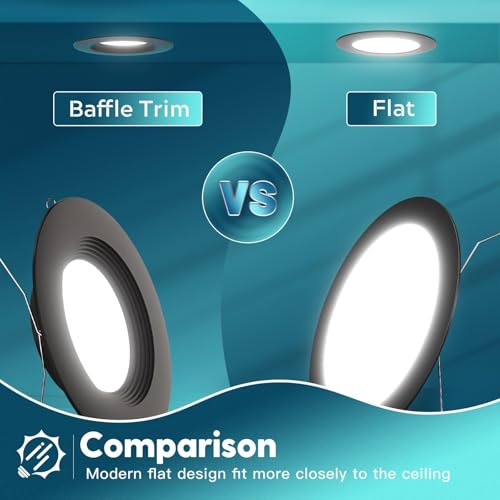 FREELICHT 12 Pack Retrofit LED Recessed Lighting 6 Inch, 5CCT, Black - color: Black, size: 6 Inch