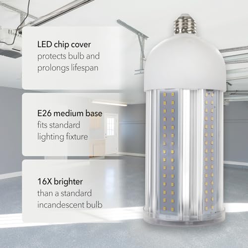 GT-Lite LED Corn Cob Bulb, 100W (500W Equivalent), 10,000 Lumen, Daylight 5000K, E26 Base Energy Saving LED Light for Indoors Garage Workshop Warehouse - size: 100W, 10,000 Lumen