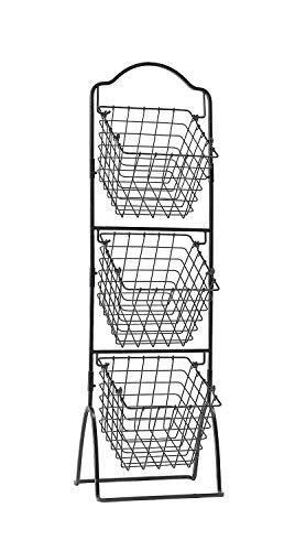 FixtureDisplays® 11 X 11 X 47.6" Black 3-Tier Metal Market Basket Floor Display Rack for Home, Kitchen, and Retail Grocery Stores 16787NEW-NPF