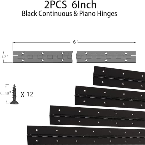 2Pcs 6inch Black Heavy Duty Stainless Steel Continuous&Piano Hinges - size: 6"-2PACK