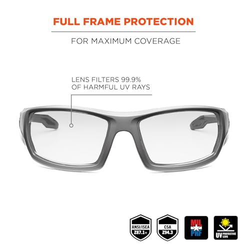 Ergodyne Skullerz ODIN Safety Glasses Sunglasses, Impact Resistant Z87.1+ - color: Matte Gray Frame, in/Outdoor Lens