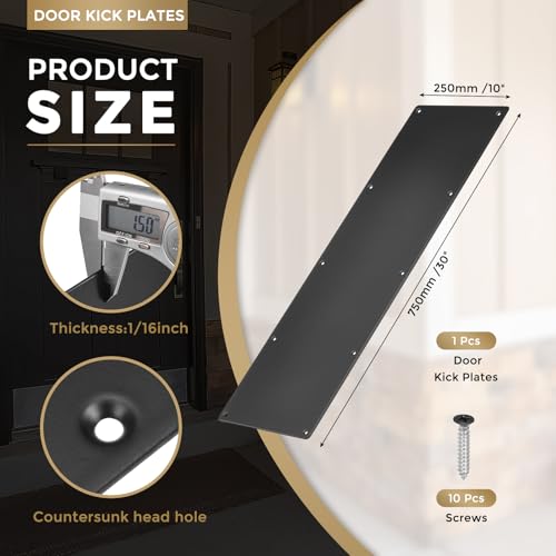 uxcell Door Kick Plate,10 x 30 Inches Kick Plate Door Plate,Black-1 Pack - color: Black, size: 10 x 30 Inch