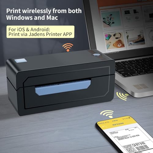 JADENS Bluetooth Thermal Shipping Label Printer, Wireless 4x6 Label Printer - color: Blue