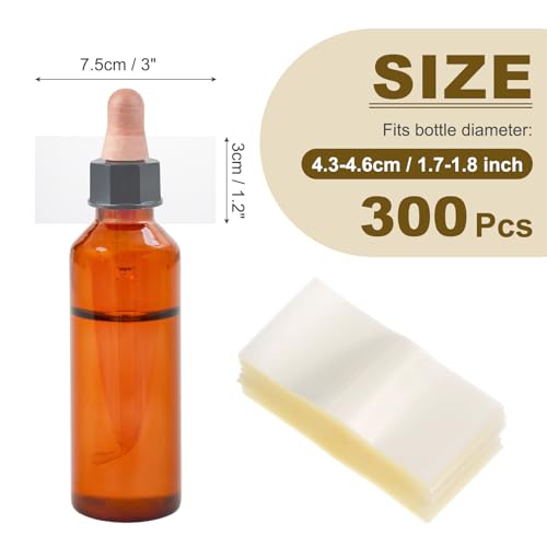 PATIKIL Shrink Wrap Bands 3"x1.2"/75x30mm 300pcs PVC Clear Bottle Seals - size: 3 x 1.2 Inch