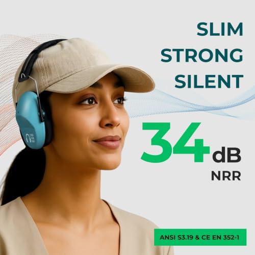 Pro For Sho 34dB NRR Hearing Protection Ear Muffs – Highest NRR Compact Design Ear Protection for Loud Events & Sensory Use - color: Teal, size: Standard