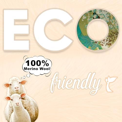 DANA XU 100% Merino Wool Extra Large Pashmina Shawl for Women - color: Aqua Floral