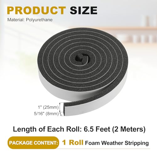 uxcell Weather Stripping Door Seal, 1" x 5/16" (1 Roll, 6.5Ft) - size: 1" x 5/16" (6.5 Ft)