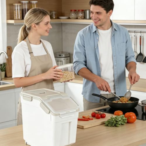 Saim 25LB Large Flour Storage Container, 2 Pack Large Rice Bucket (Grey) - color: 2Pack 25lb Grey