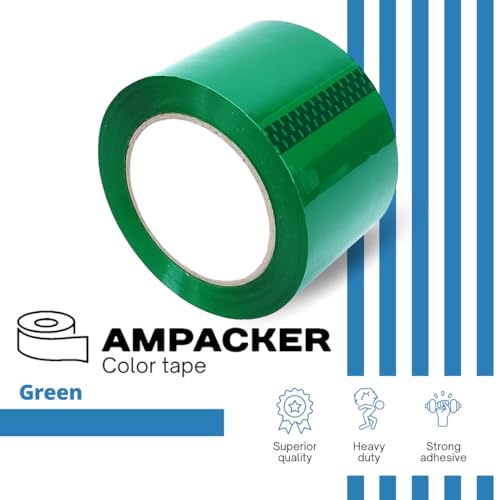 Heavy Duty Packaging Color Tape for Shipping,Packing and Moving 3" Wide x 2.0 Mil Thick -110 Yrd Roll -Acrylic Adhesive Tape for Box Sealing. (1 Roll, Green, 3" Wide x 110 yds) - color: Green, size: 3" wide x 110 yds