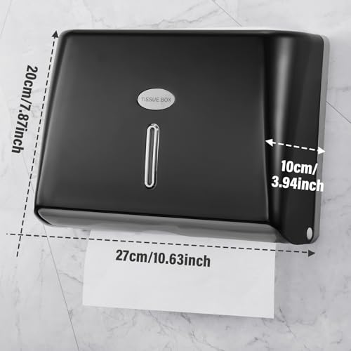 Tioncy 6 Pack Paper Towel Dispenser Wall Mount Commercial with Lock Adhesive No Drilling or Screws Install Plastic Tri Fold, C Fold Paper Hand Towel Holder for Bathroom Restroom Office(Black)