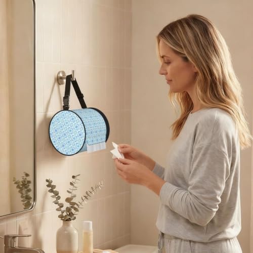 Summer Pool Floral Blue Cylinder Tissue Holder,Toilet Paper Case Cover for Bathroom Home Travel - color: Summer Pool Floral Blue