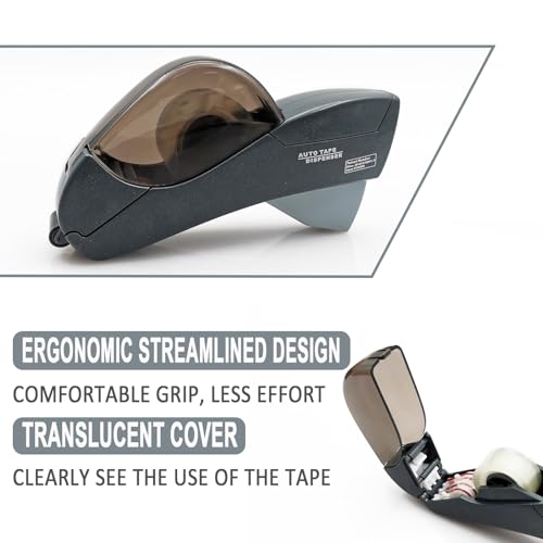Automatic Tape Dispenser for Wrapping Gifts, Handheld Packaging Tape Dispenser Gun with Cutter, Dispensers for Adhesive Tapes-Grey - color: Grey