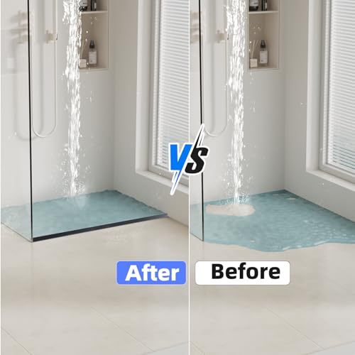 39 Inch Flexible Silicone Shower Threshold Water Dam Barrier,Black - color: Black, size: 39 Inch