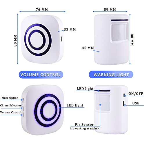 Motion Sensor Alarm, 300ft Wireless Long Range Indoor Driveway Alarm - color: White