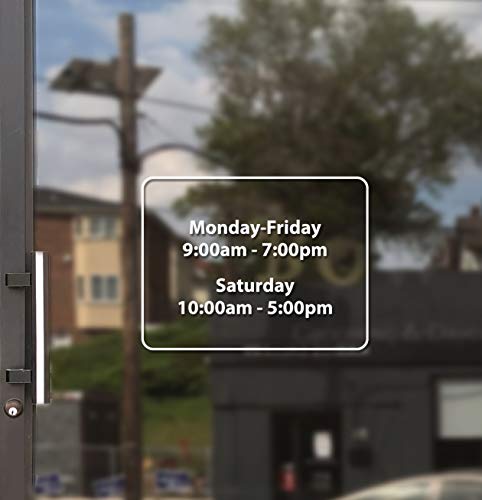 Business Hours Sign for Window - Free Squeegee - Easy Install Manual (Round Box - Landscape) - color: Round Box - Landscape