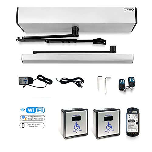 Olideauto Handicap Door Opener Touch Free Open Door,with Touchless Wireless Square 4.5'' Handicap Push Buttons Wave Sensor to Open Olide-512N